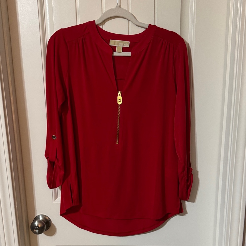 Michael Kors Scarlet Blouse with Gold Accent
